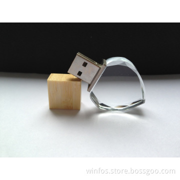 Crystal Heart Wood USB